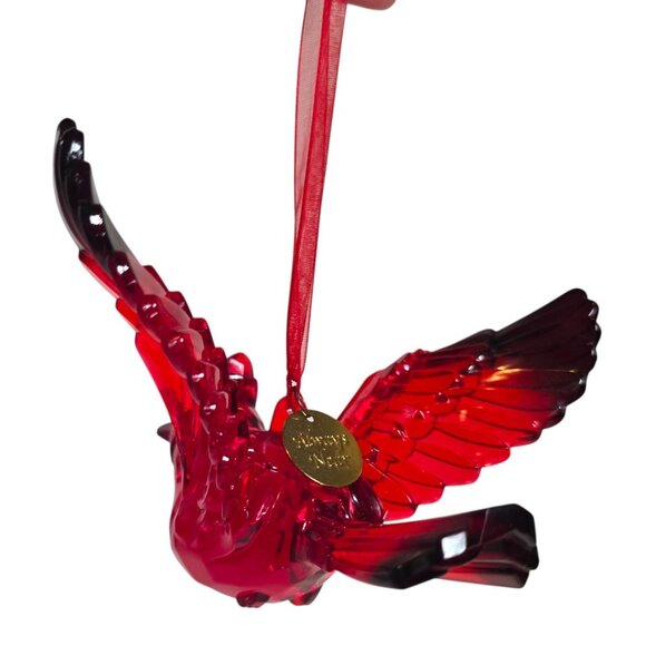 Cardinal Ornament Red Acrylic Bird Always Near Lost Loved One Grief Enesco Xmas - Picture 3 of 14